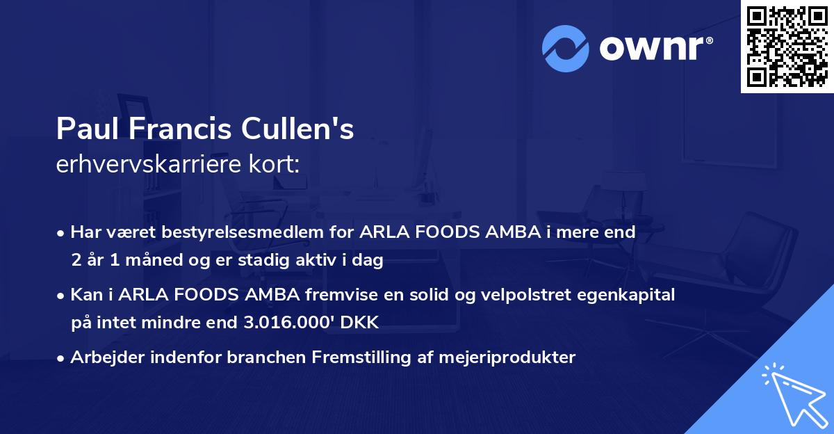 Paul Francis Cullen's erhvervskarriere kort