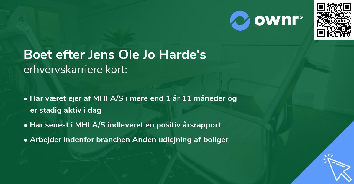 Boet efter Jens Ole Jo Harde's erhvervskarriere kort