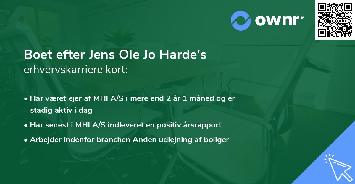 Boet efter Jens Ole Jo Harde's erhvervskarriere kort