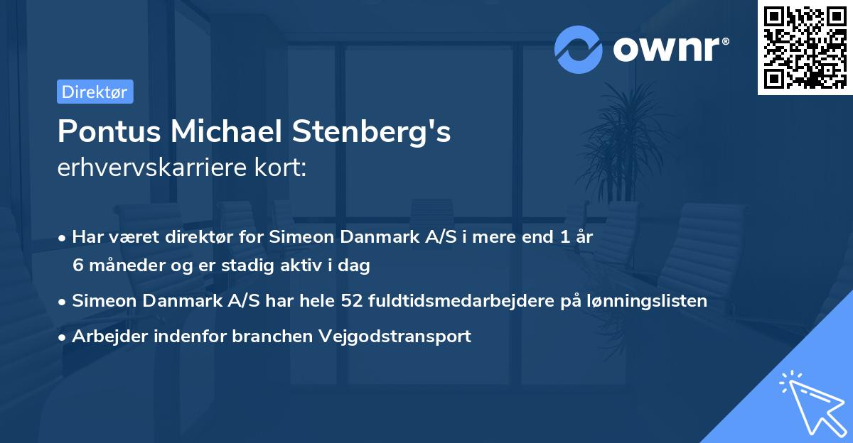 Pontus Michael Stenberg's erhvervskarriere kort