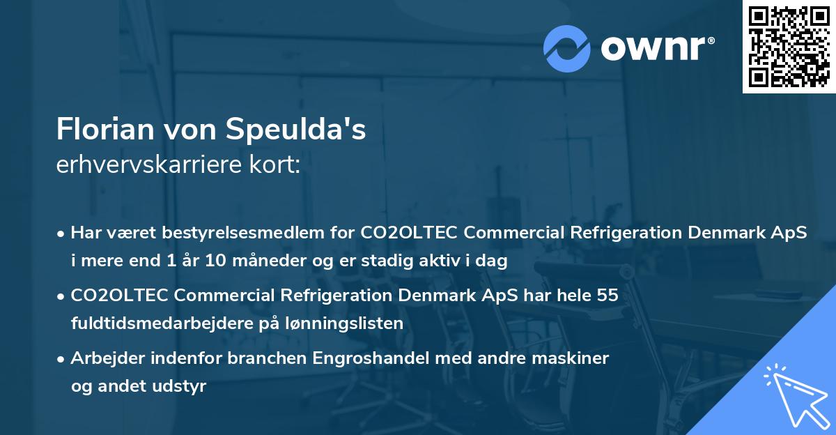 Florian von Speulda's erhvervskarriere kort
