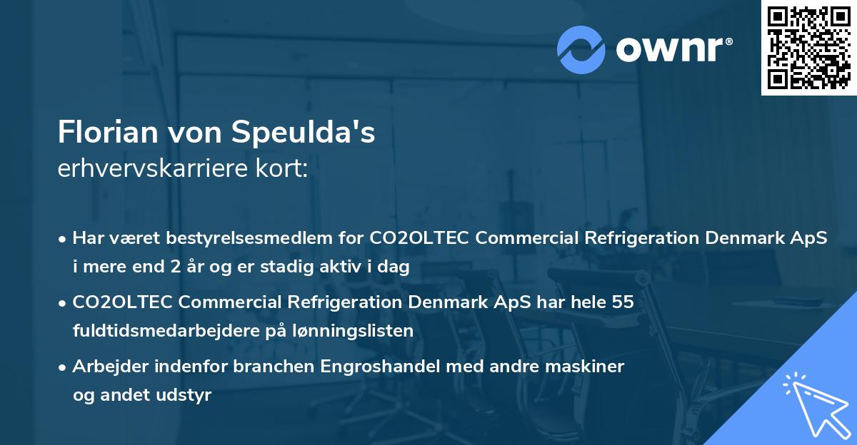 Florian von Speulda's erhvervskarriere kort
