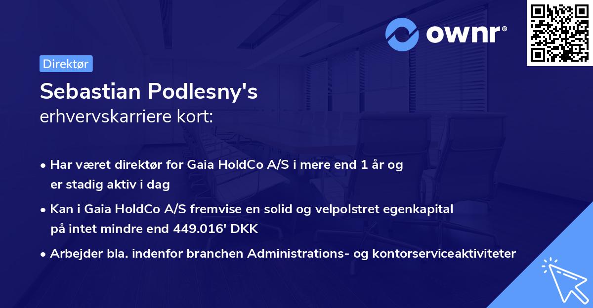 Sebastian Podlesny's erhvervskarriere kort