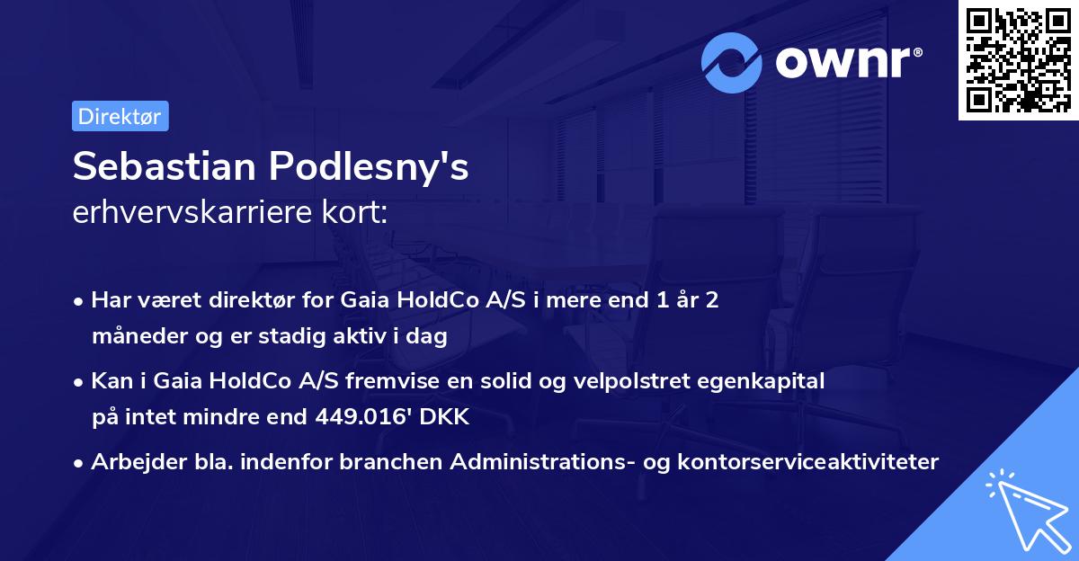 Sebastian Podlesny's erhvervskarriere kort