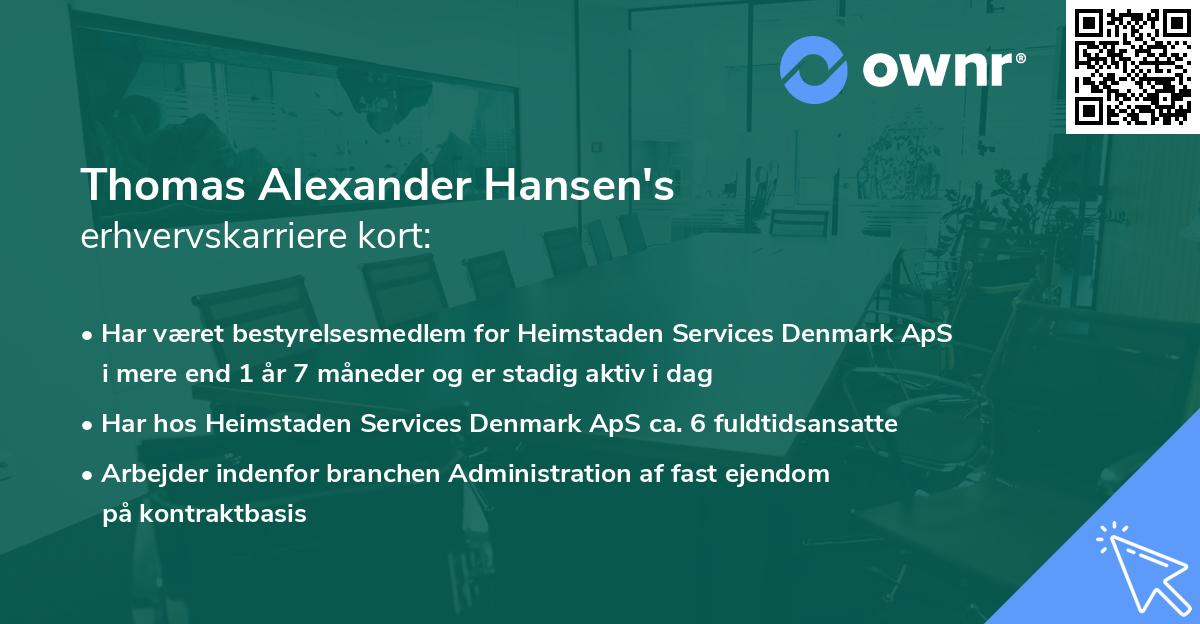 Thomas Alexander Hansen's erhvervskarriere kort