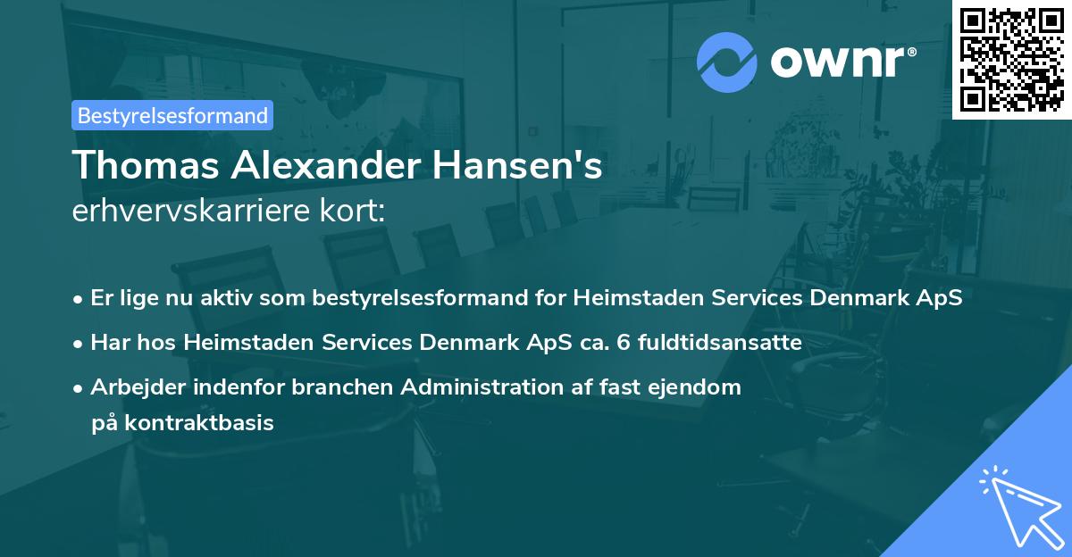 Thomas Alexander Hansen's erhvervskarriere kort