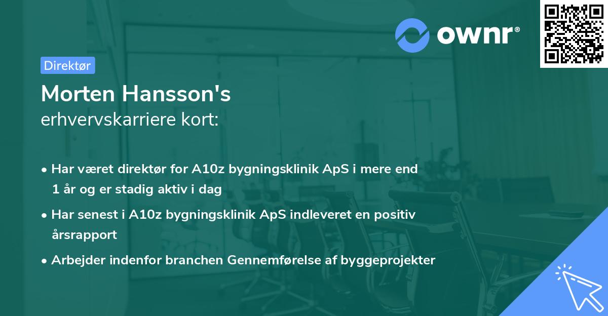 Morten Hansson's erhvervskarriere kort