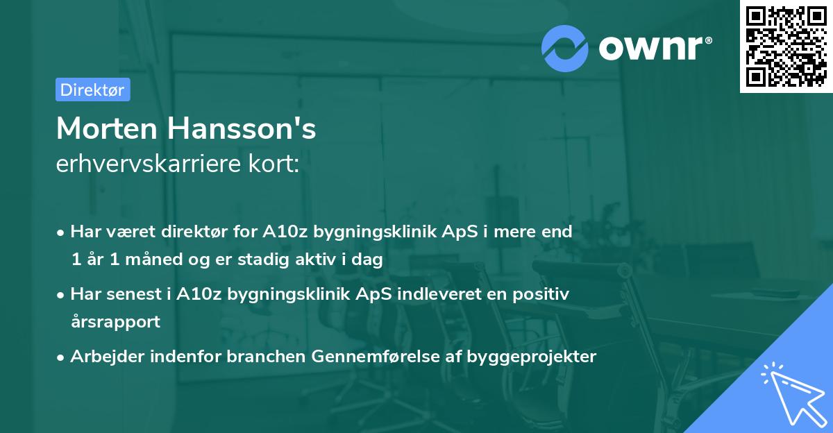 Morten Hansson's erhvervskarriere kort