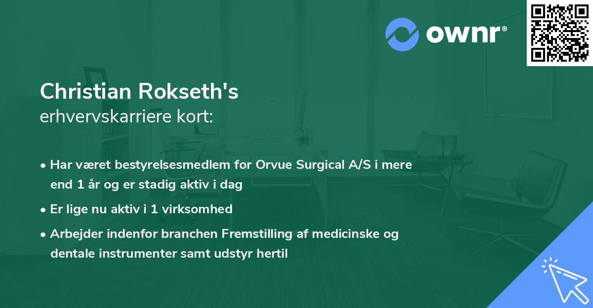 Christian Rokseth's erhvervskarriere kort