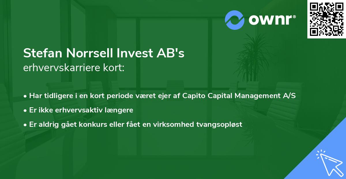 Stefan Norrsell Invest AB's erhvervskarriere kort