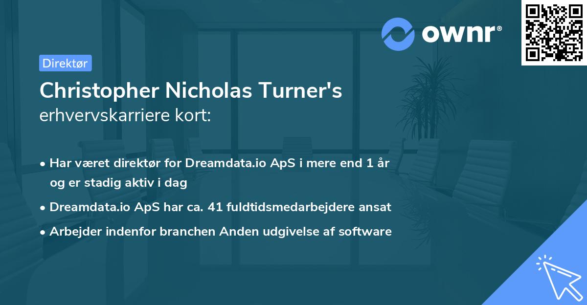 Christopher Nicholas Turner's erhvervskarriere kort