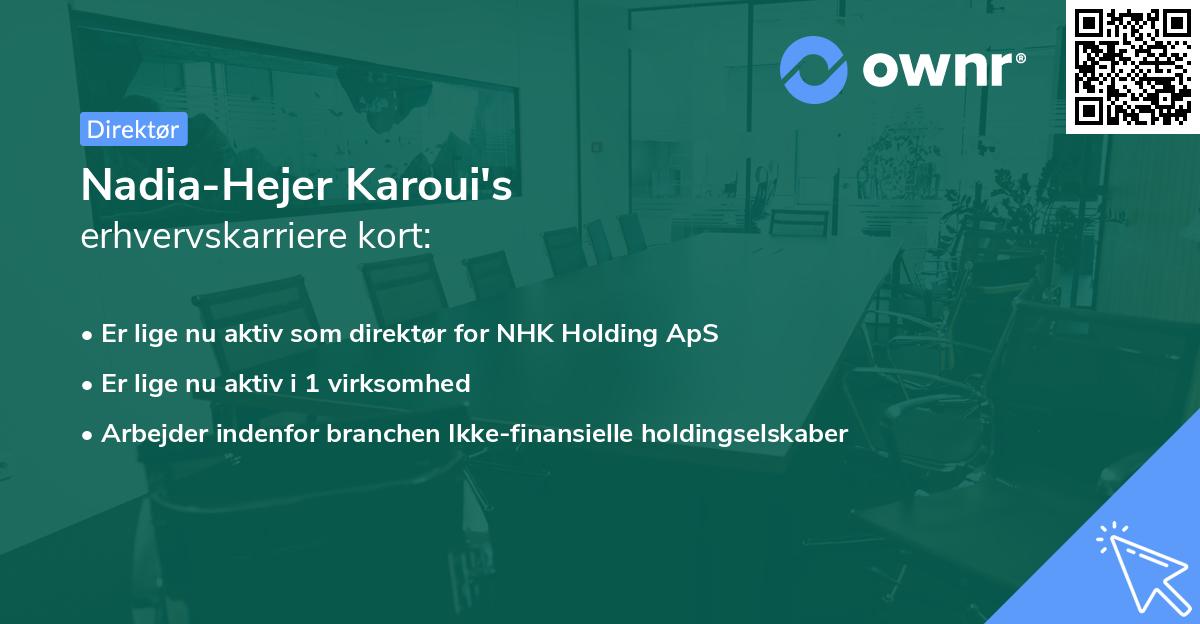 Nadia-Hejer Karoui's erhvervskarriere kort
