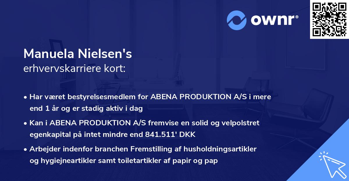 Manuela Nielsen's erhvervskarriere kort