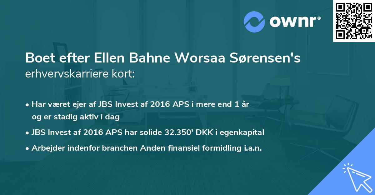 Boet efter Ellen Bahne Worsaa Sørensen's erhvervskarriere kort