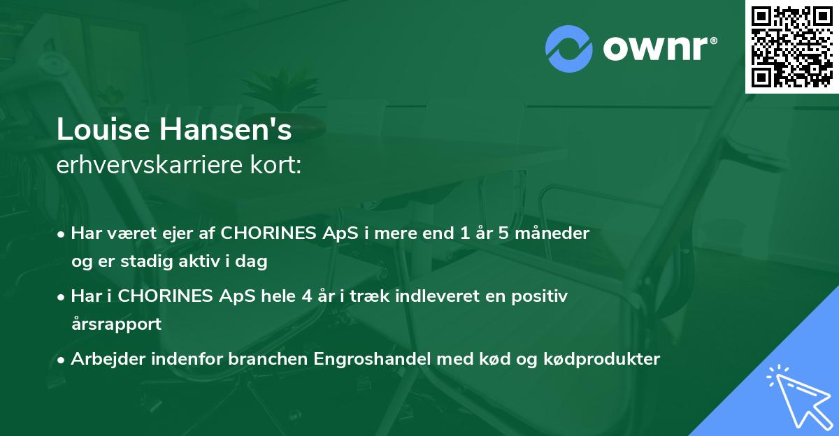 Louise Hansen's erhvervskarriere kort