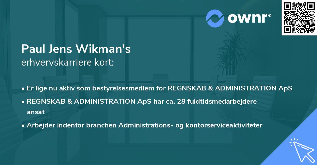 Paul Jens Wikman's erhvervskarriere kort