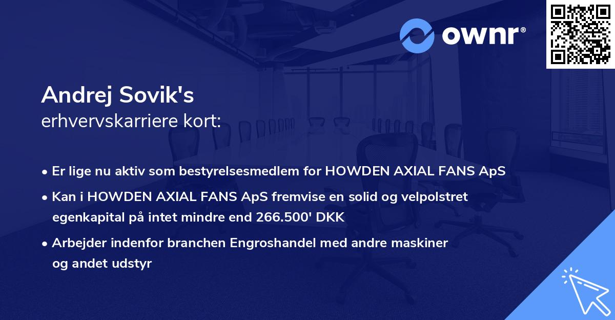 Andrej Sovik's erhvervskarriere kort