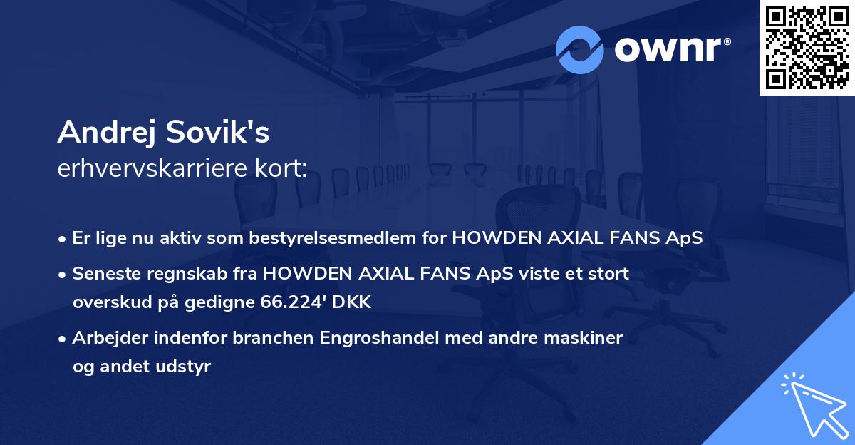 Andrej Sovik's erhvervskarriere kort