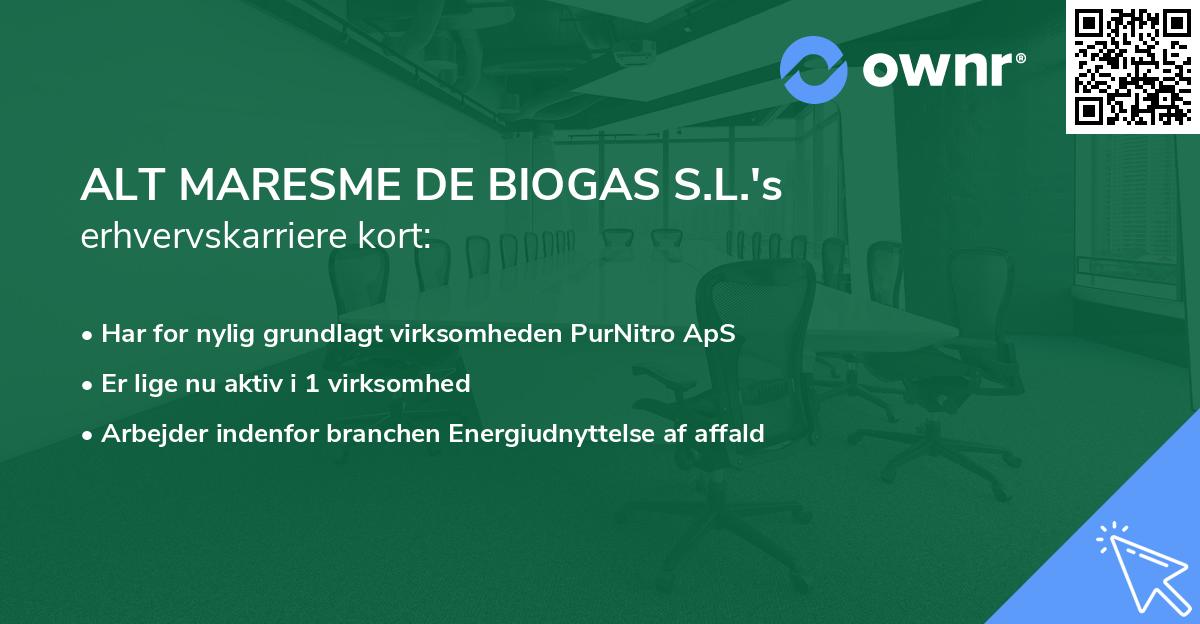 ALT MARESME DE BIOGAS S.L.'s erhvervskarriere kort