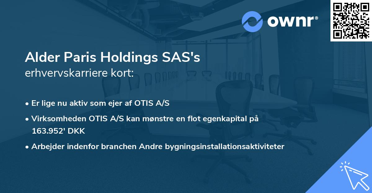 Alder Paris Holdings SAS's erhvervskarriere kort