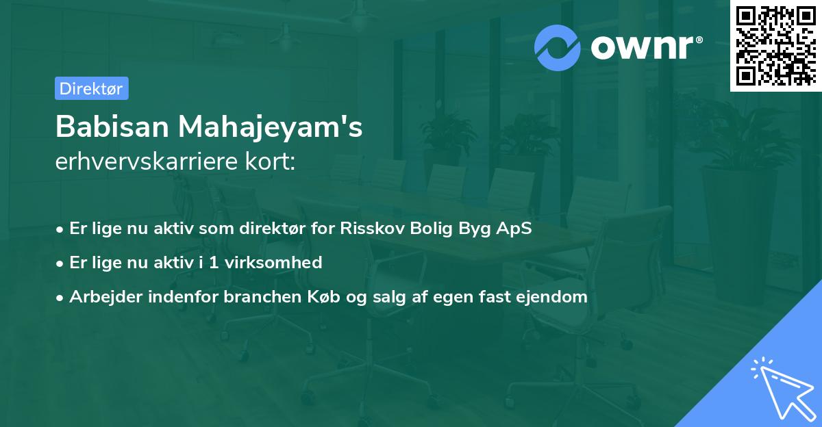 Babisan Mahajeyam's erhvervskarriere kort