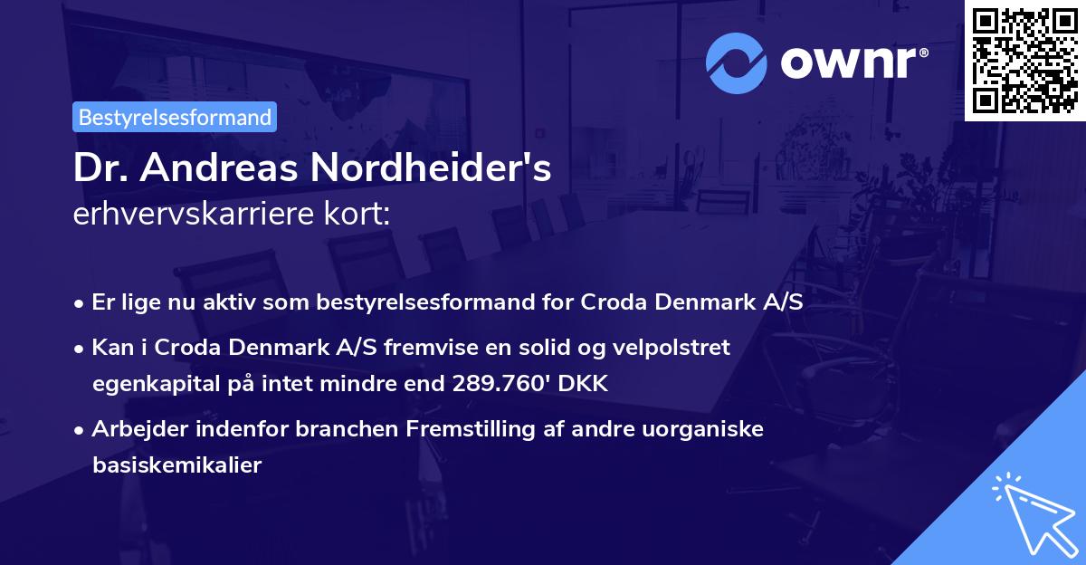 Dr. Andreas Nordheider's erhvervskarriere kort