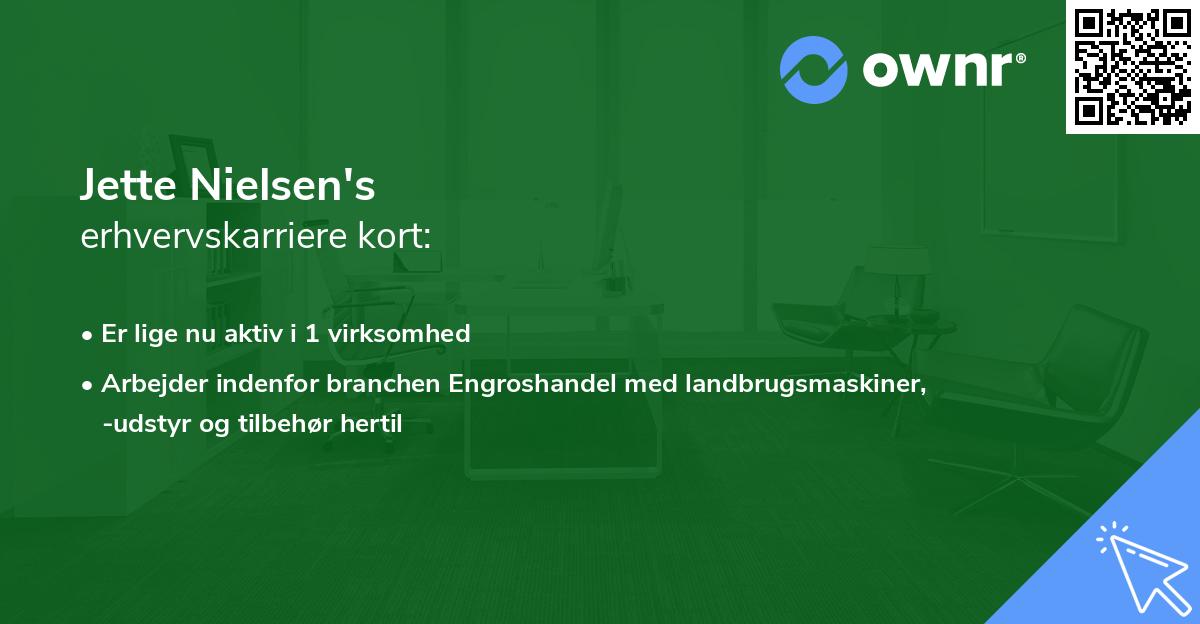 Jette Nielsen's erhvervskarriere kort