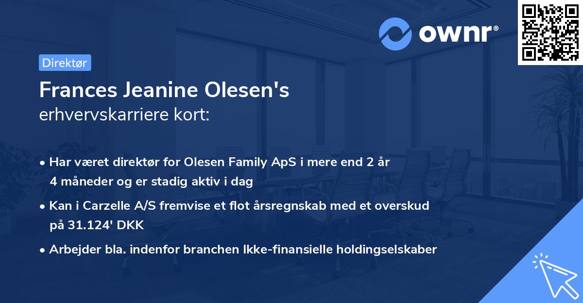 Frances Jeanine Olesen's erhvervskarriere kort