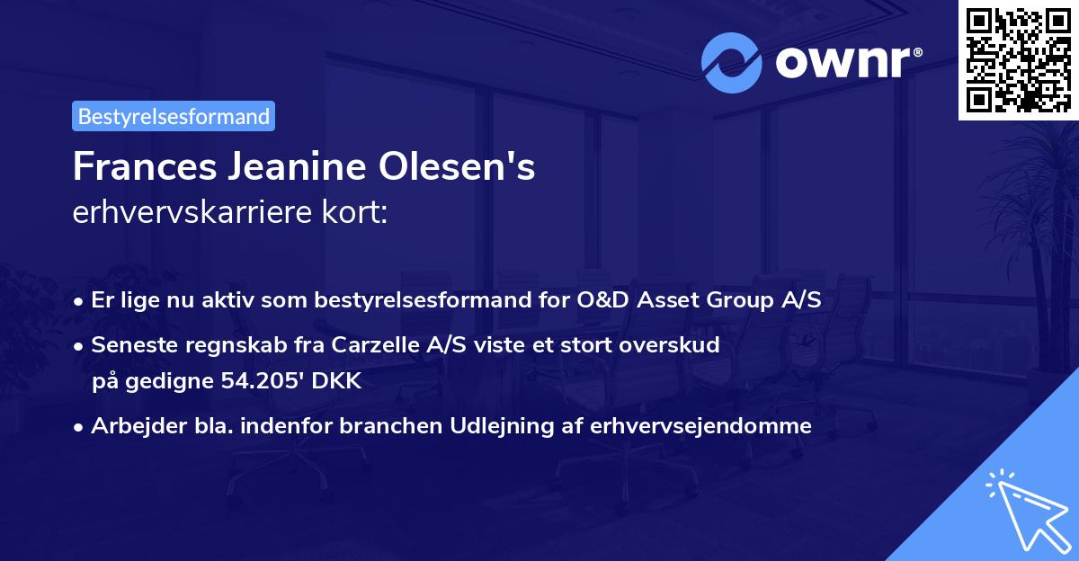 Frances Jeanine Olesen's erhvervskarriere kort