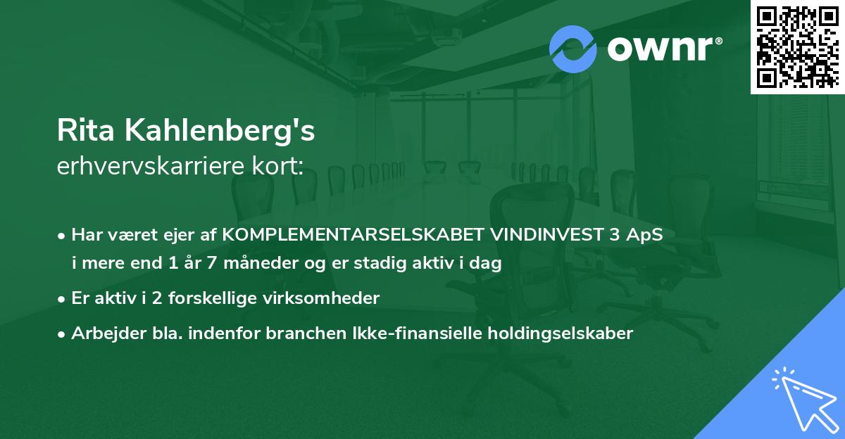 Rita Kahlenberg's erhvervskarriere kort