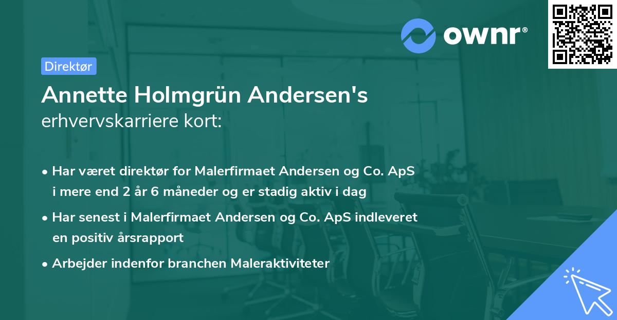 Annette Holmgrün Andersen's erhvervskarriere kort