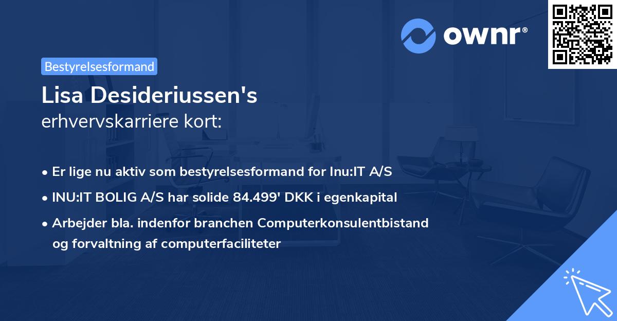 Lisa Desideriussen's erhvervskarriere kort