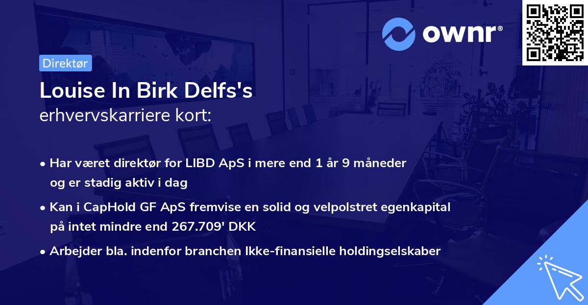 Louise In Birk Delfs's erhvervskarriere kort