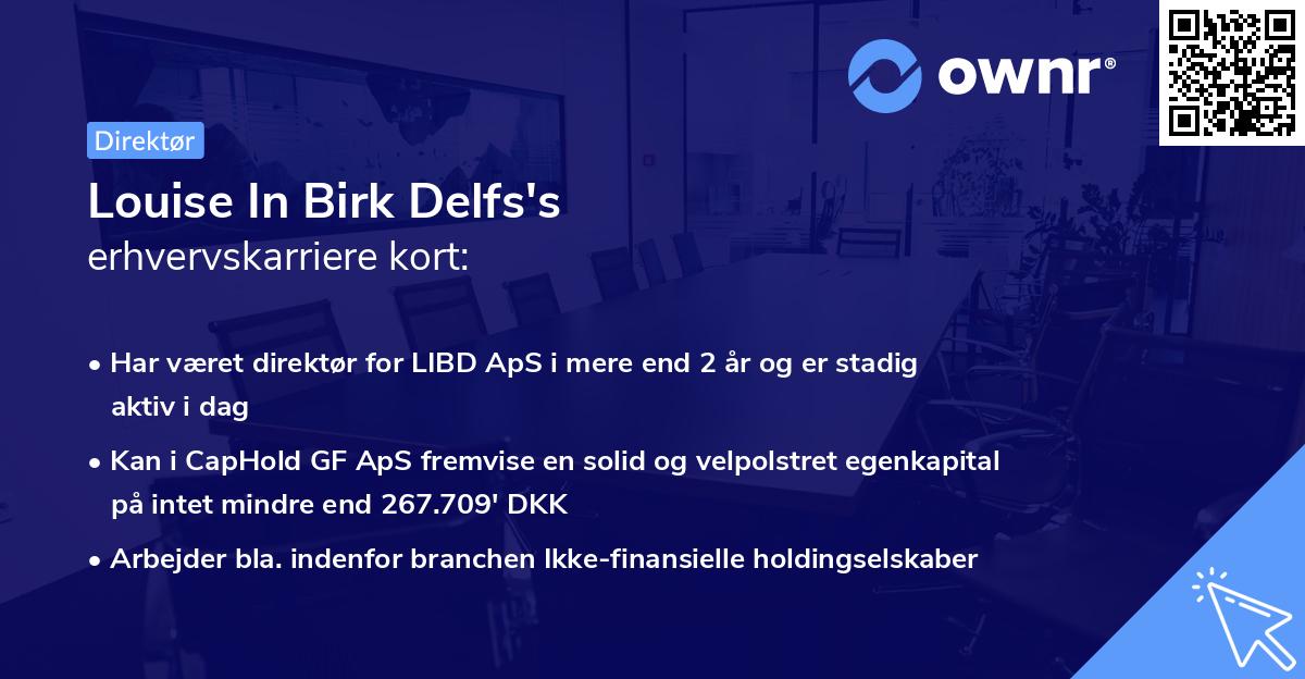 Louise In Birk Delfs's erhvervskarriere kort