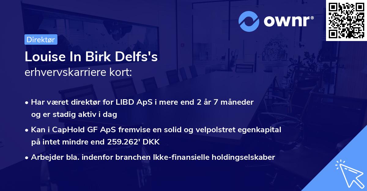 Louise In Birk Delfs's erhvervskarriere kort