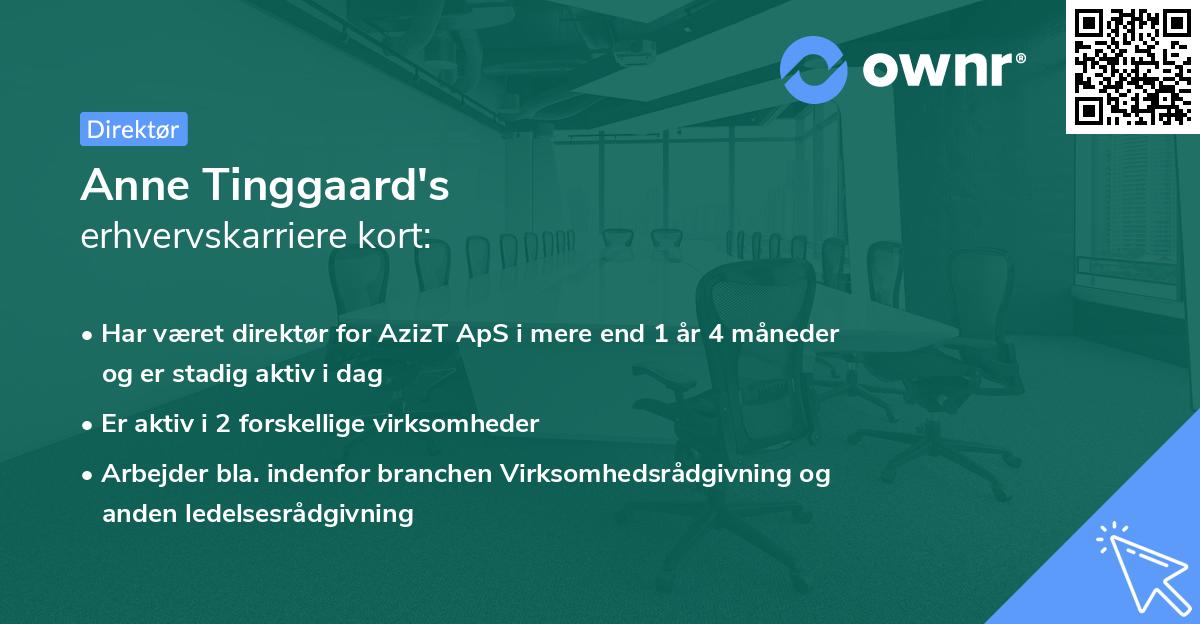 Anne Tinggaard's erhvervskarriere kort