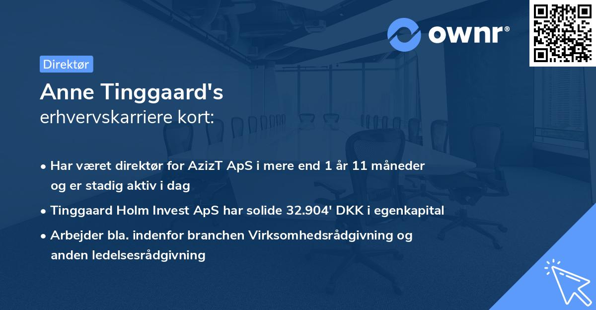 Anne Tinggaard's erhvervskarriere kort