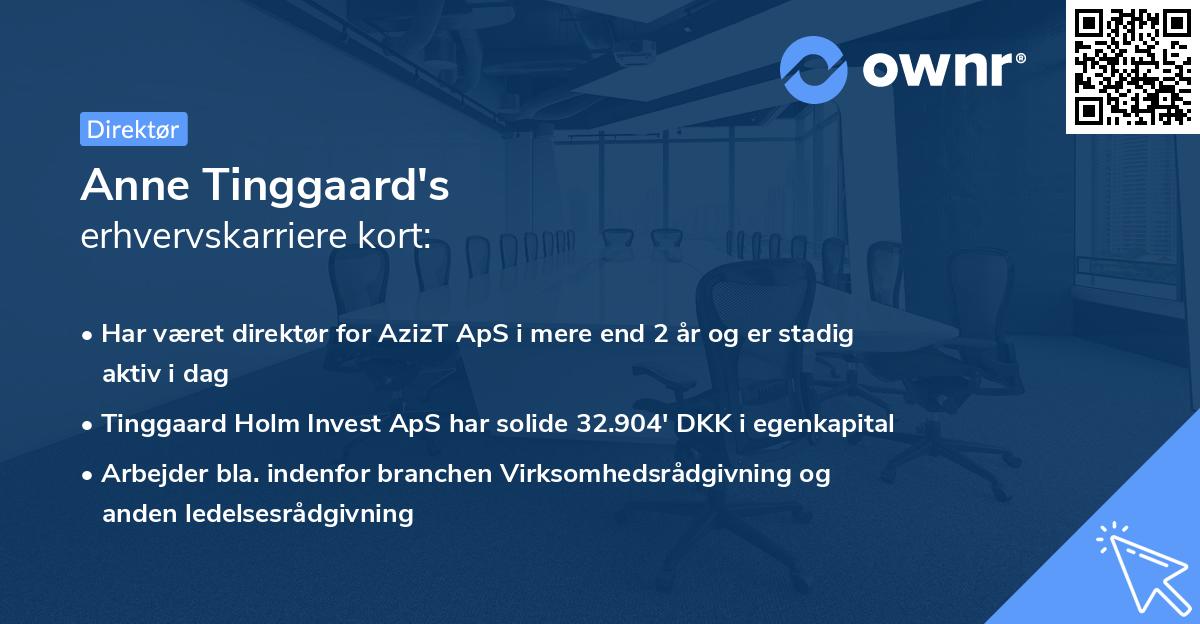 Anne Tinggaard's erhvervskarriere kort