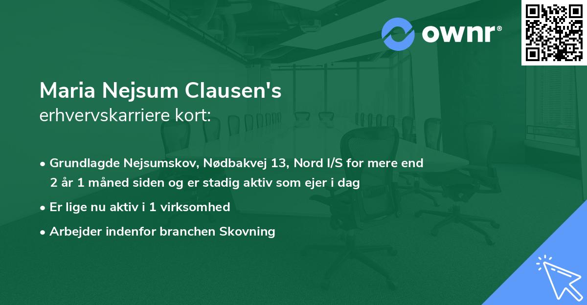 Maria Nejsum Clausen's erhvervskarriere kort