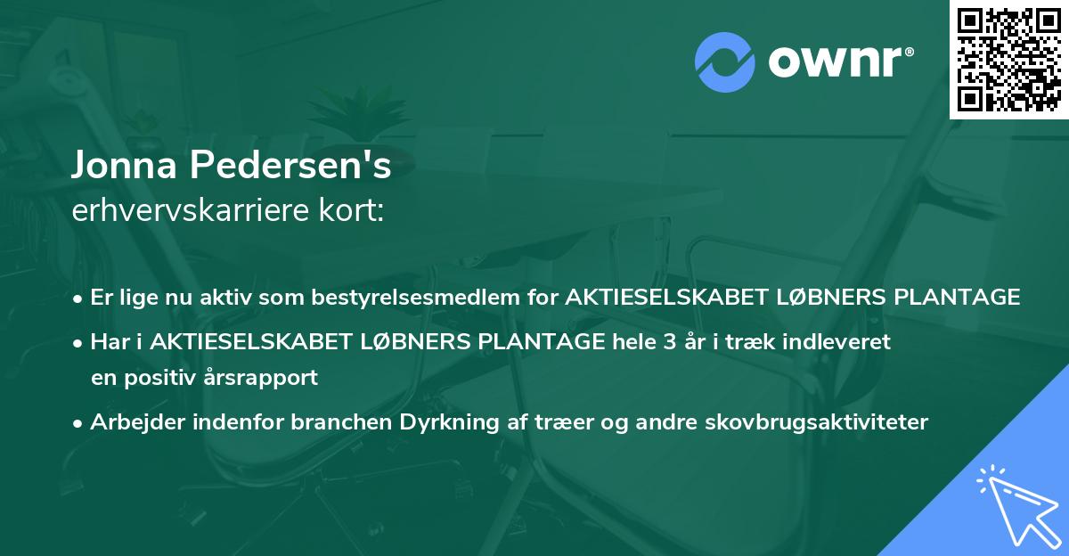 Jonna Pedersen's erhvervskarriere kort