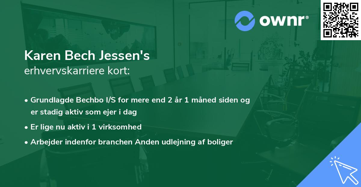 Karen Bech Jessen's erhvervskarriere kort