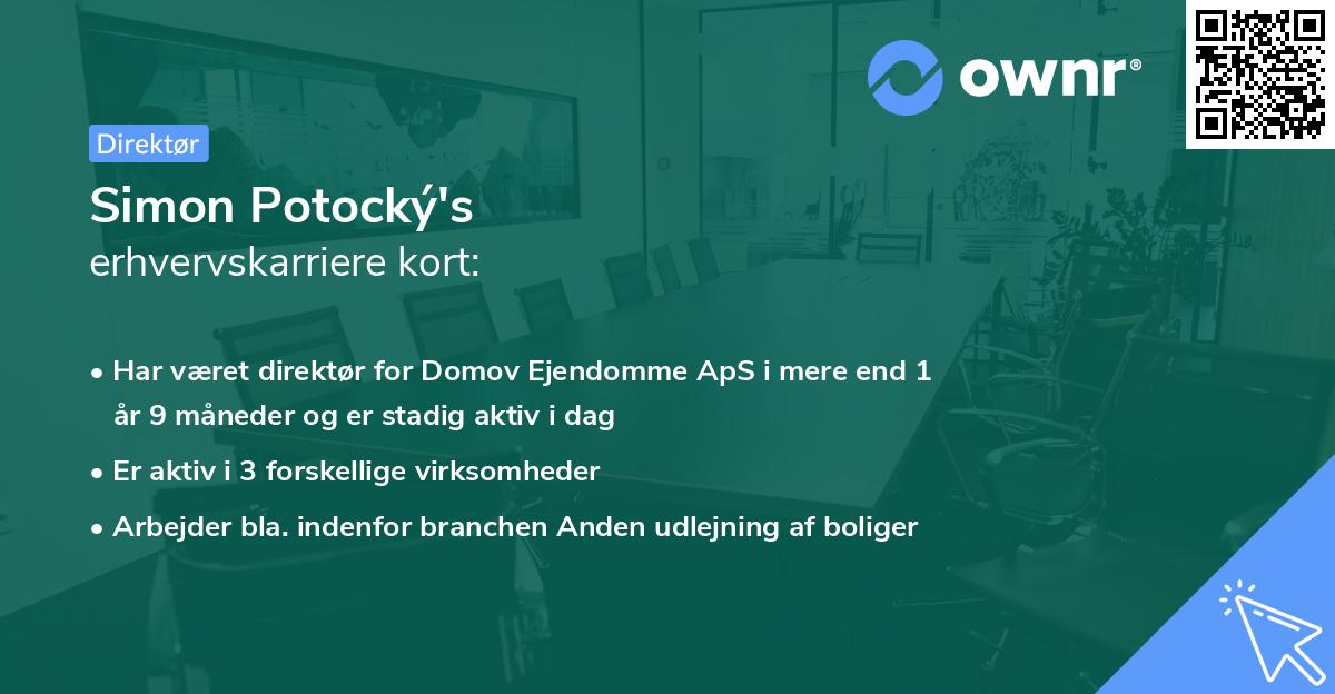 Simon Potocký's erhvervskarriere kort