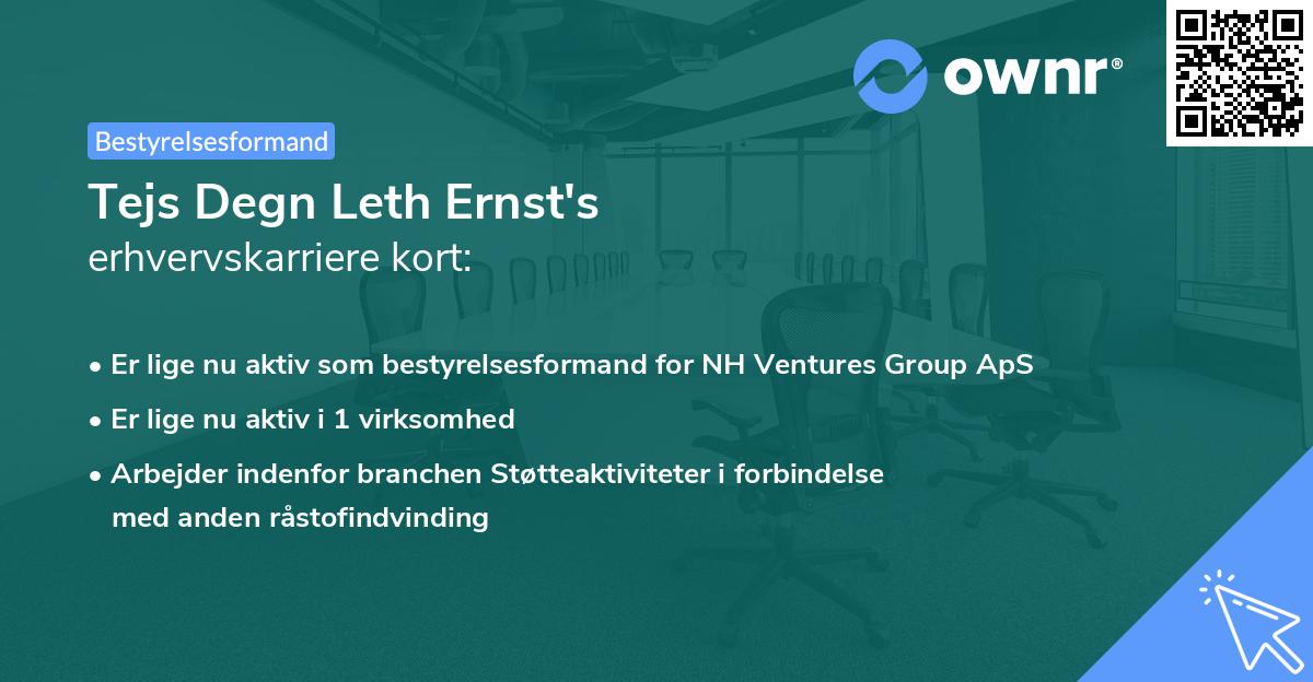 Tejs Degn Leth Ernst's erhvervskarriere kort