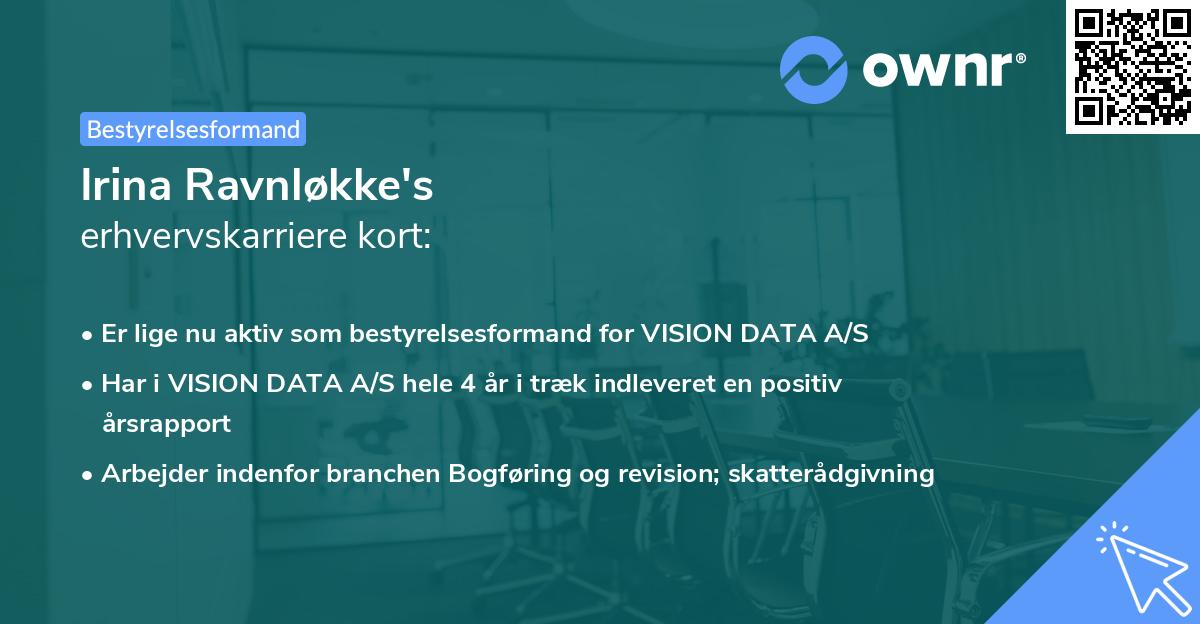Irina Ravnløkke's erhvervskarriere kort