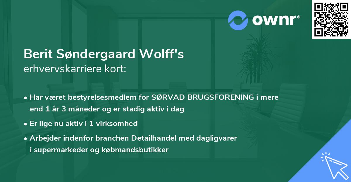 Berit Søndergaard Wolff's erhvervskarriere kort