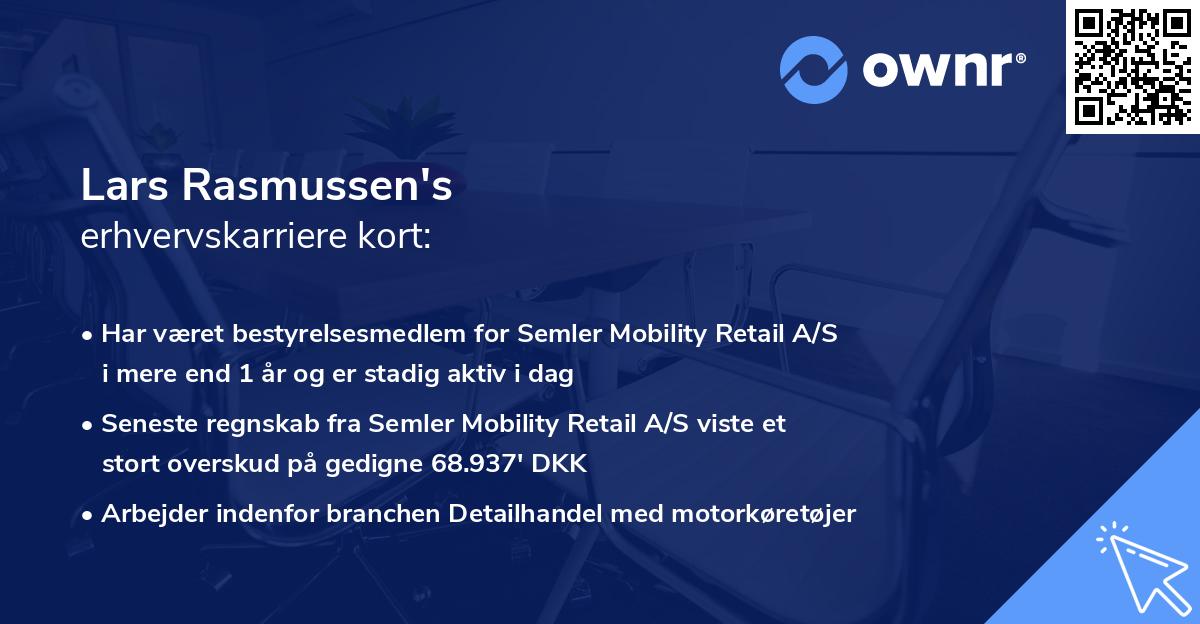 Lars Rasmussen's erhvervskarriere kort