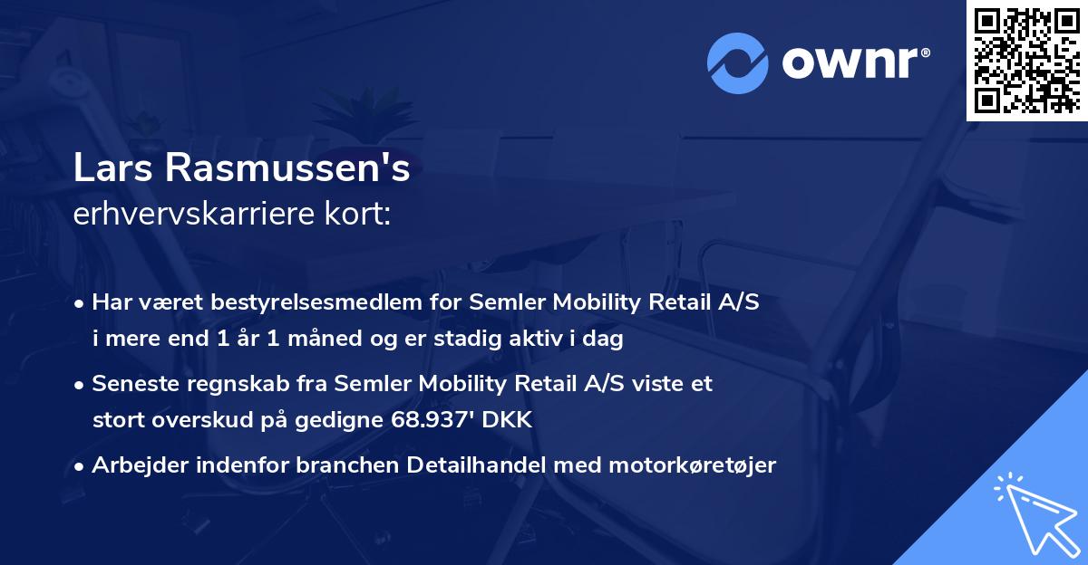 Lars Rasmussen's erhvervskarriere kort