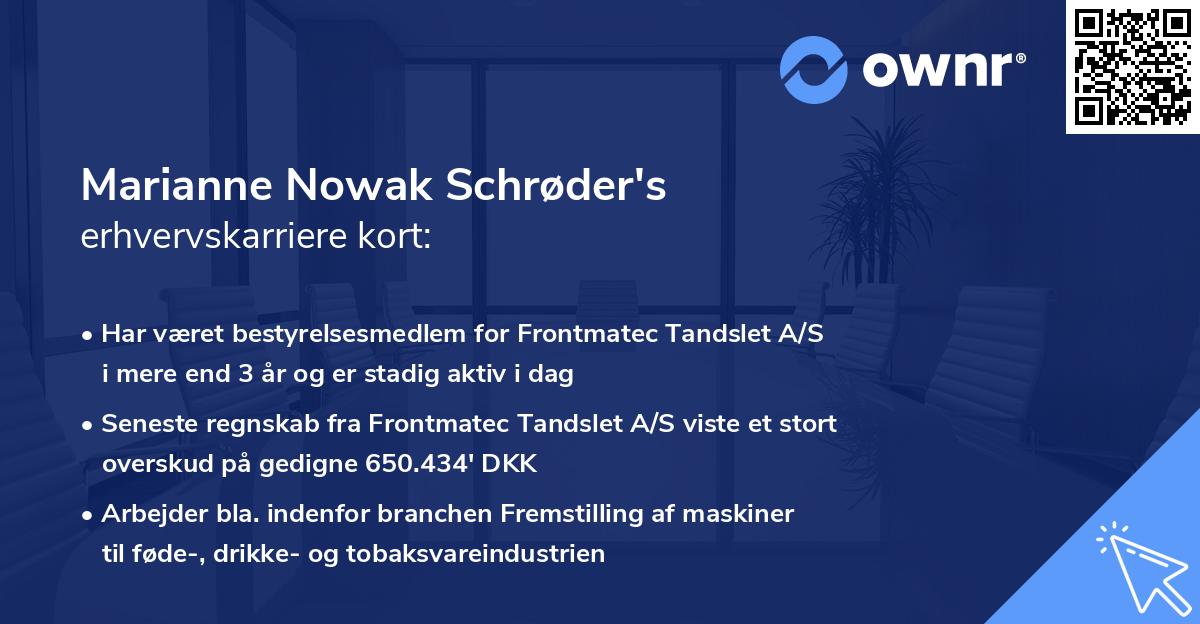 Marianne Nowak Schrøder's erhvervskarriere kort