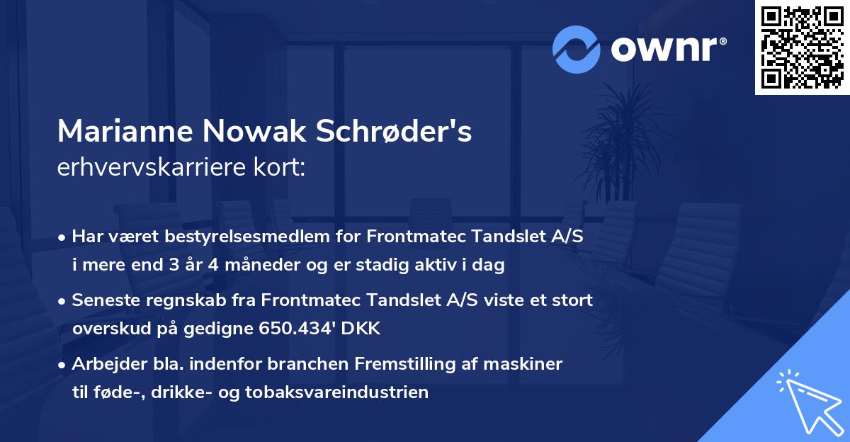 Marianne Nowak Schrøder's erhvervskarriere kort