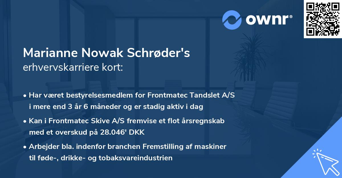 Marianne Nowak Schrøder's erhvervskarriere kort